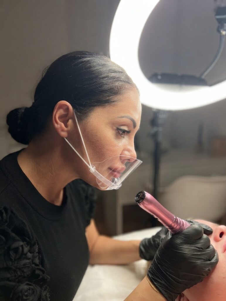 Vera al lavoro in studio, dettaglio laterale
